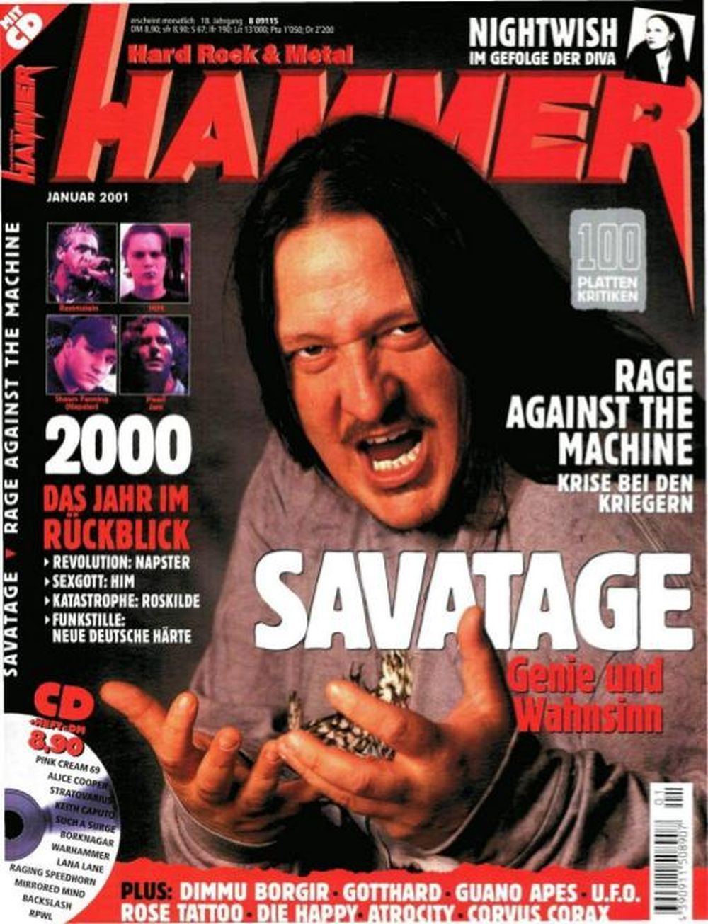 Metal Hammer Magazin Deutschland 2001-01 Savatage Rage Against The Machine Him Jon Oliva