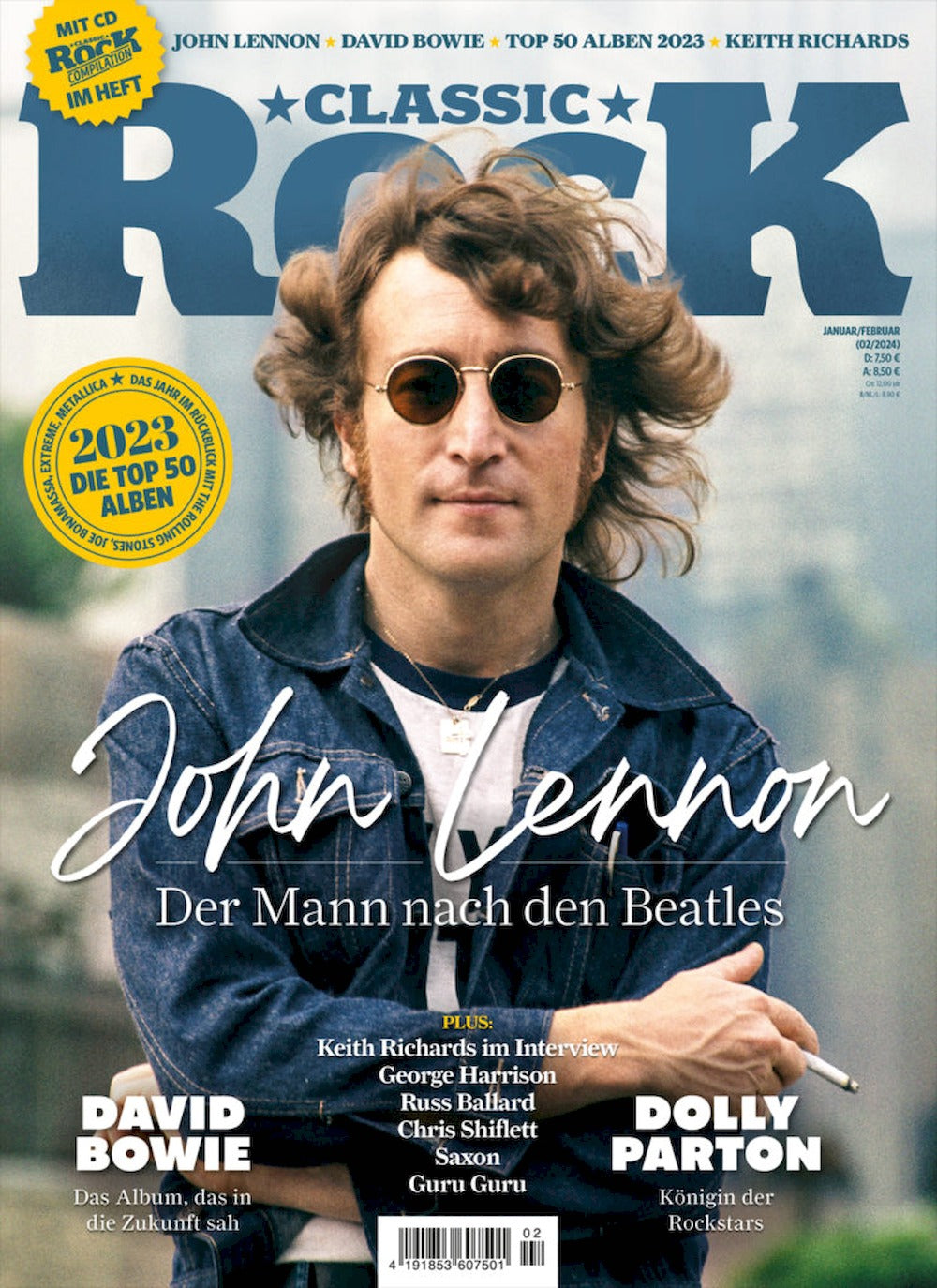 Classic Rock Tijdschrift Duitsland 2024-01+02 #126 John Lennon Keith Richards Bowie Dolly Parton