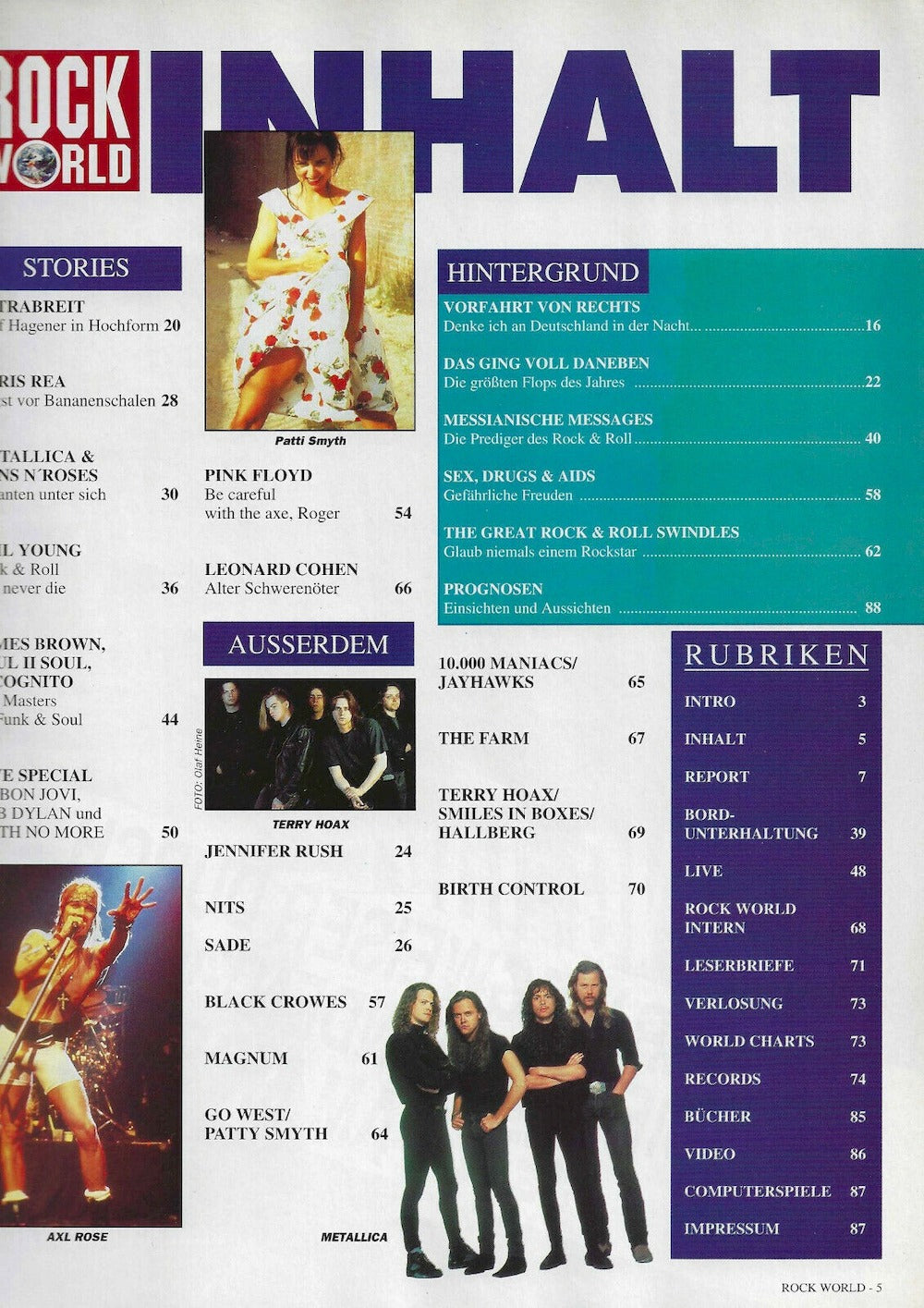 Rock World Magasin Tyskland 1992-06 U2 Eric Clapton Pink Floyd Neil Young Metallica Originalutgåva
