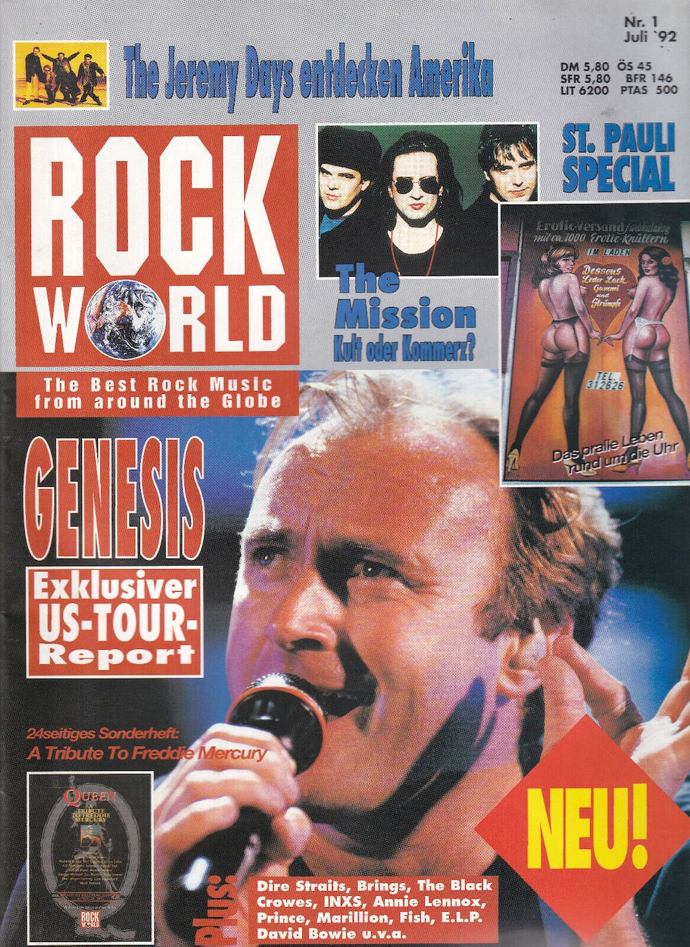Rock World Magasin Tyskland 1992-01 – Phil Collins Jeremy Days Dire Straits – Originaludgave