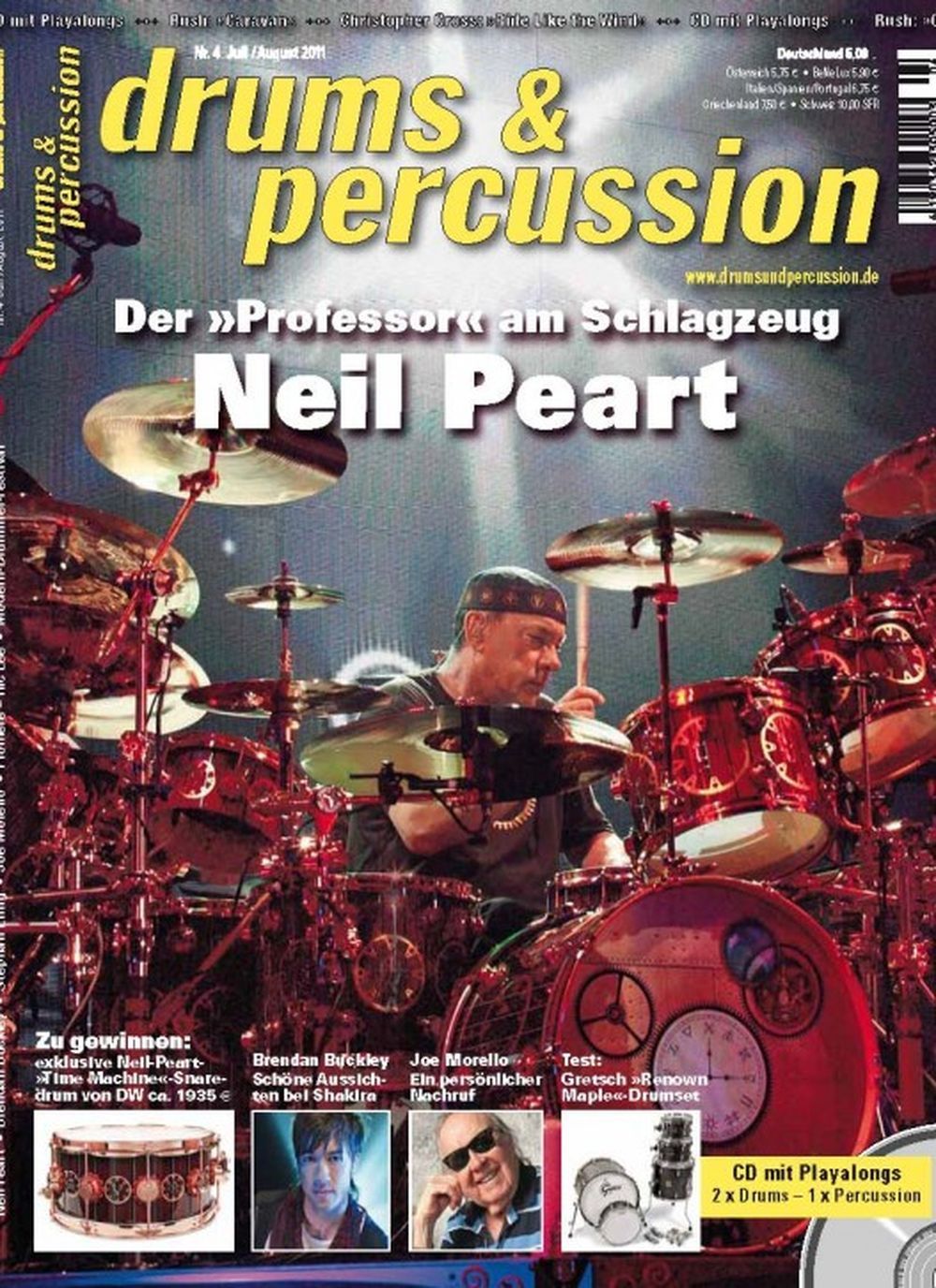Drums & Percussions Magasin Tyskland 2011-07+08 Neil Peart Originaludgave