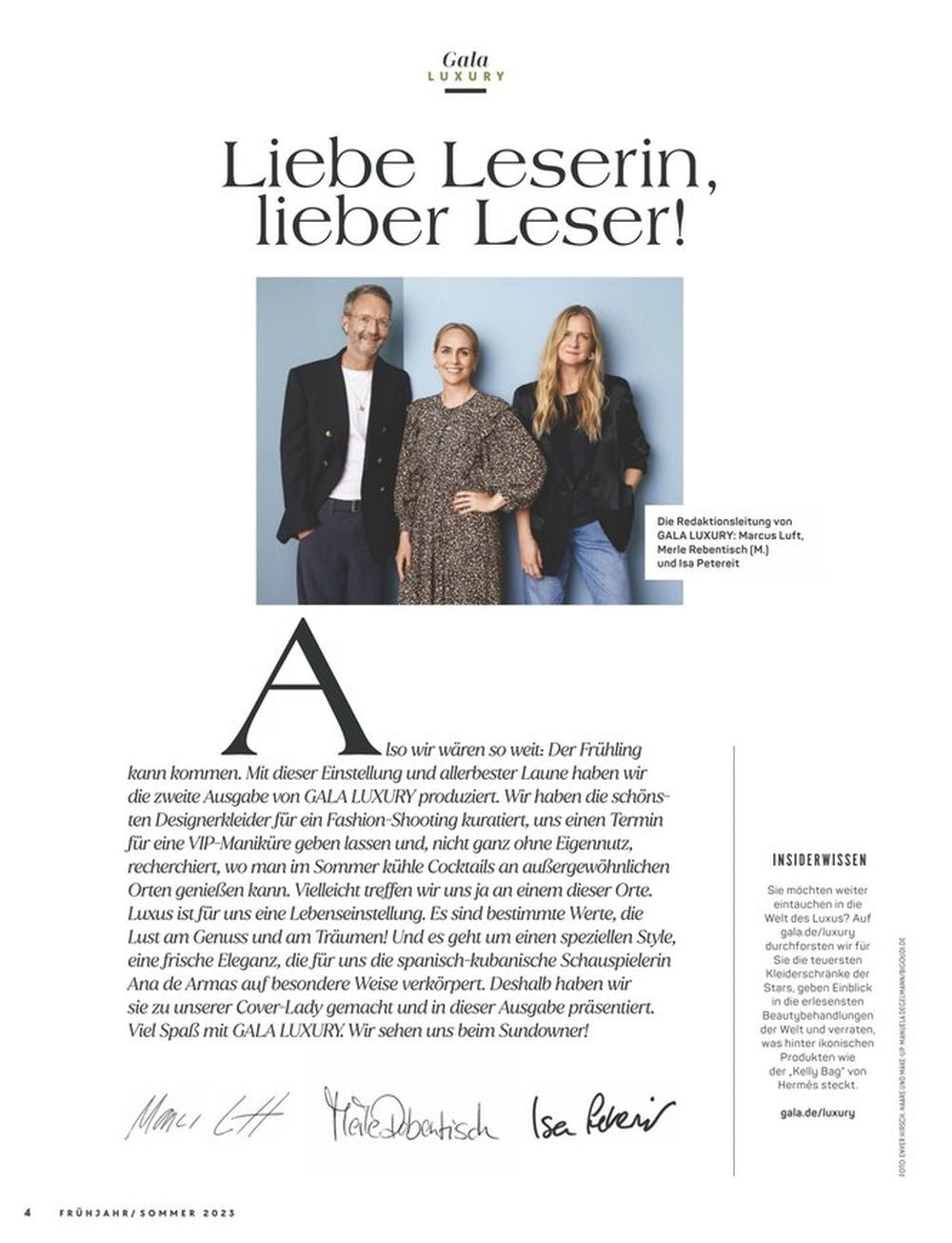 Gala Luxury Magazin Deutschland 2023-01 Ana De Armas