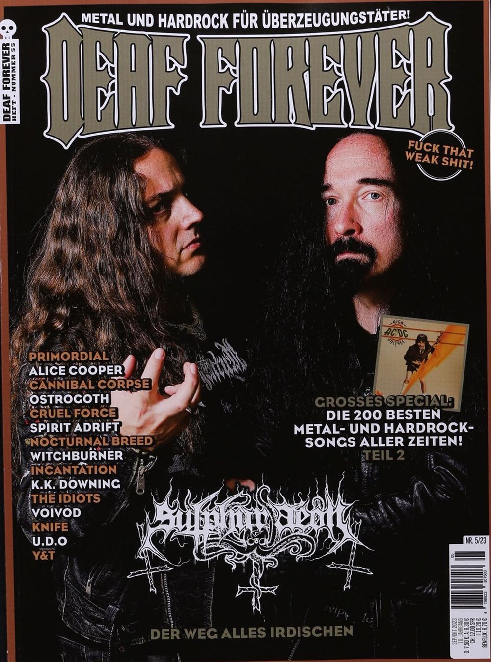 Deaf Forever Tijdschrift Duitsland 2023 #55 Sulphur Aeon Voivod Uada Alice Cooper