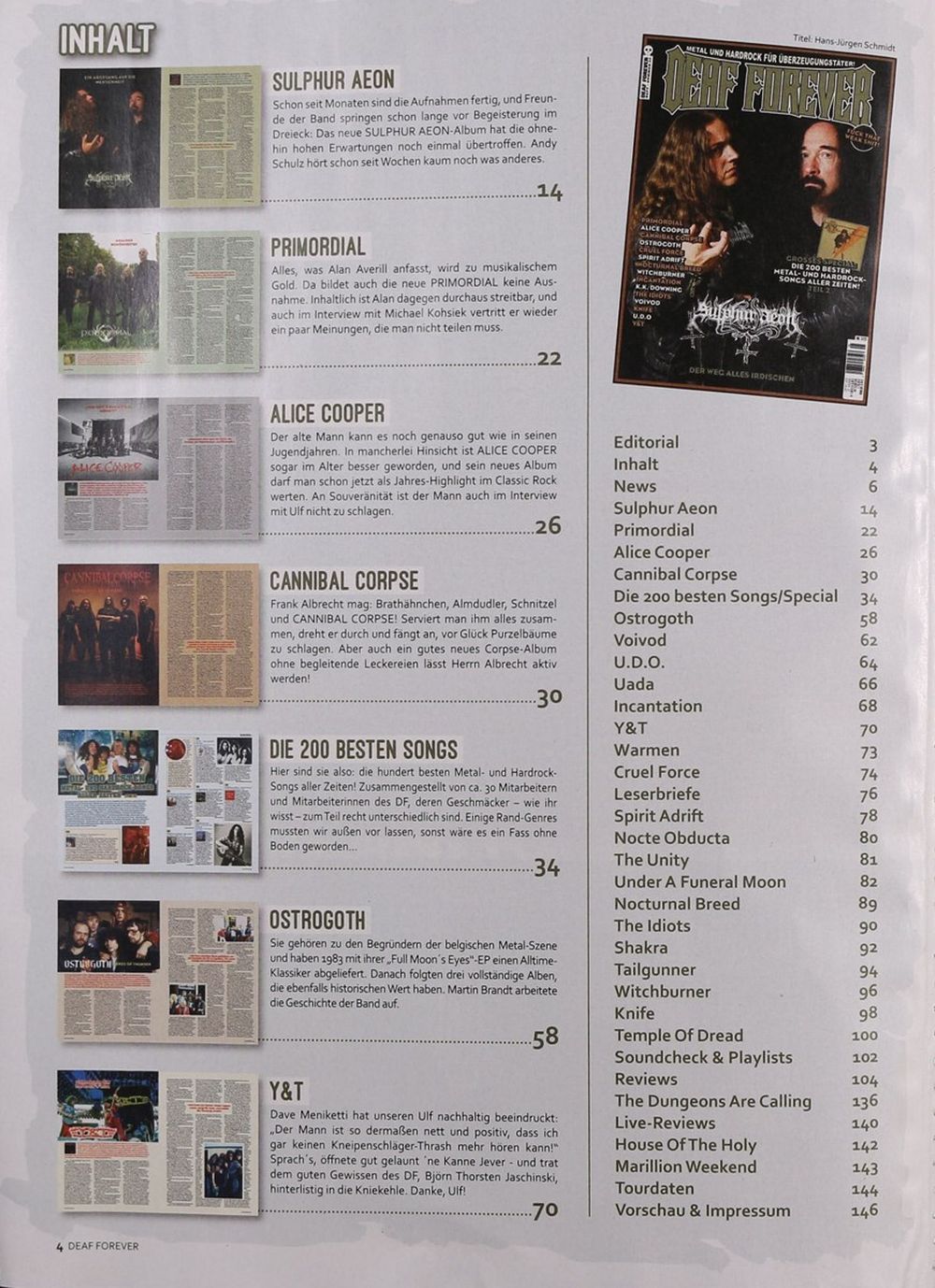 Deaf Forever Tijdschrift Duitsland 2023 #55 Sulphur Aeon Voivod Uada Alice Cooper