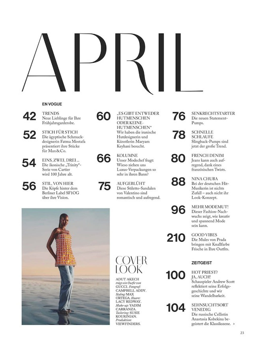 Vogue Tijdschrift Duitsland 2024-04 Adut Akech Liu Wen