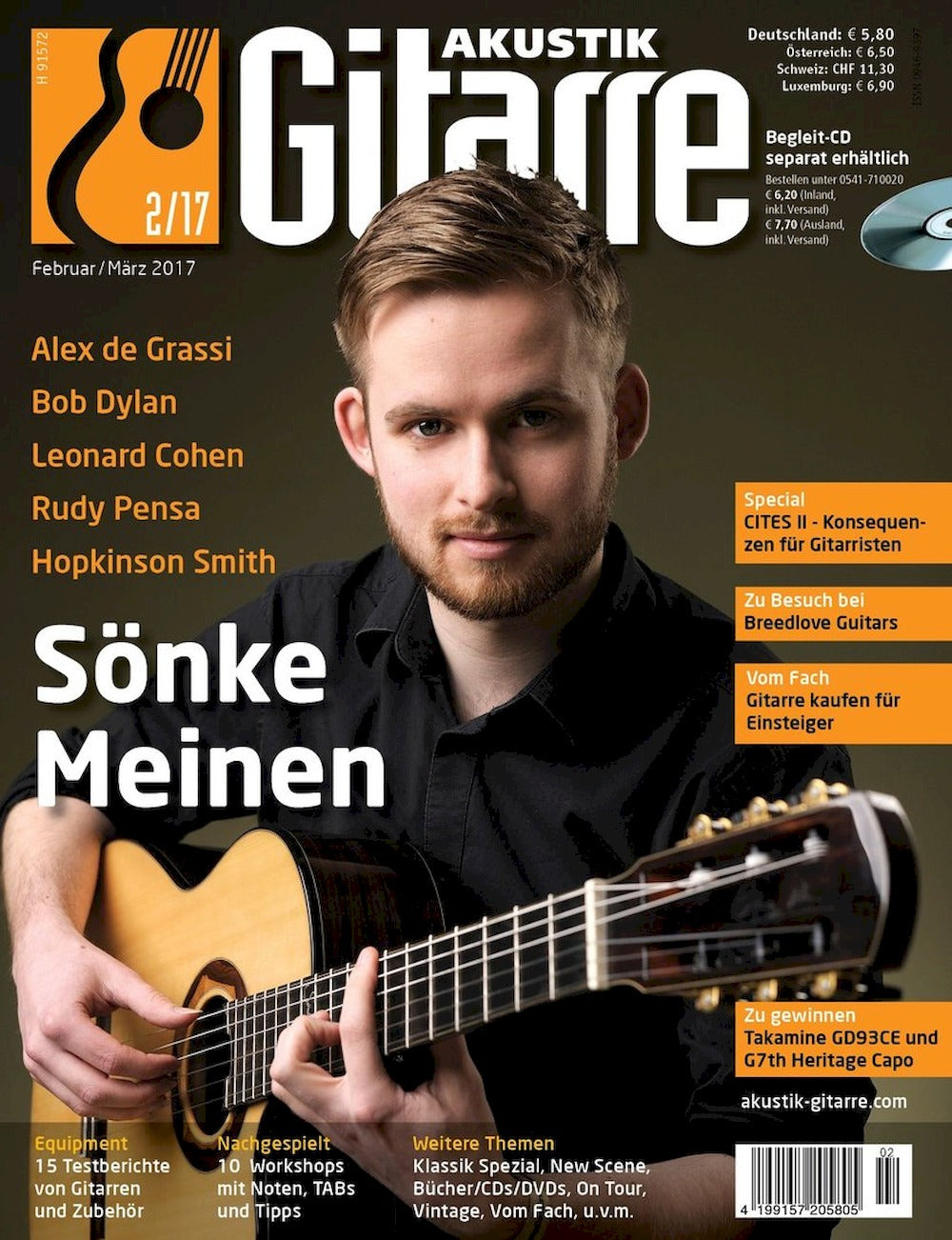 Akustik Gitarre Magazin Deutschland 2017-02 Alex De Grassi Bob Dylan Leonard Cohen Rudy Pensa Hopkinson Smith