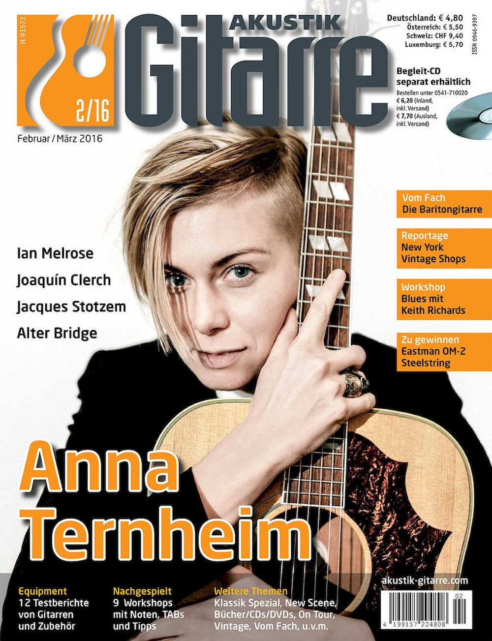 Akustik Gitarre Magazin Deutschland 2016-02 Anna Ternheim Ian Melrose Joaquin Clerch Jacques Stotzem Keith Richards