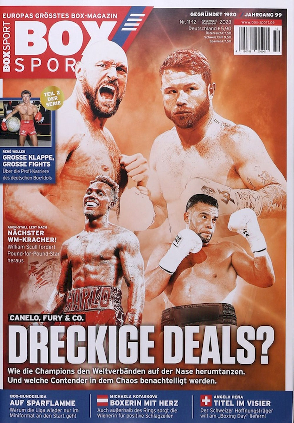 Boxsport Tijdschrift Duitsland 2023-11 – +12 Canelo Fury William Scull Rene Weller – Originele uitgave