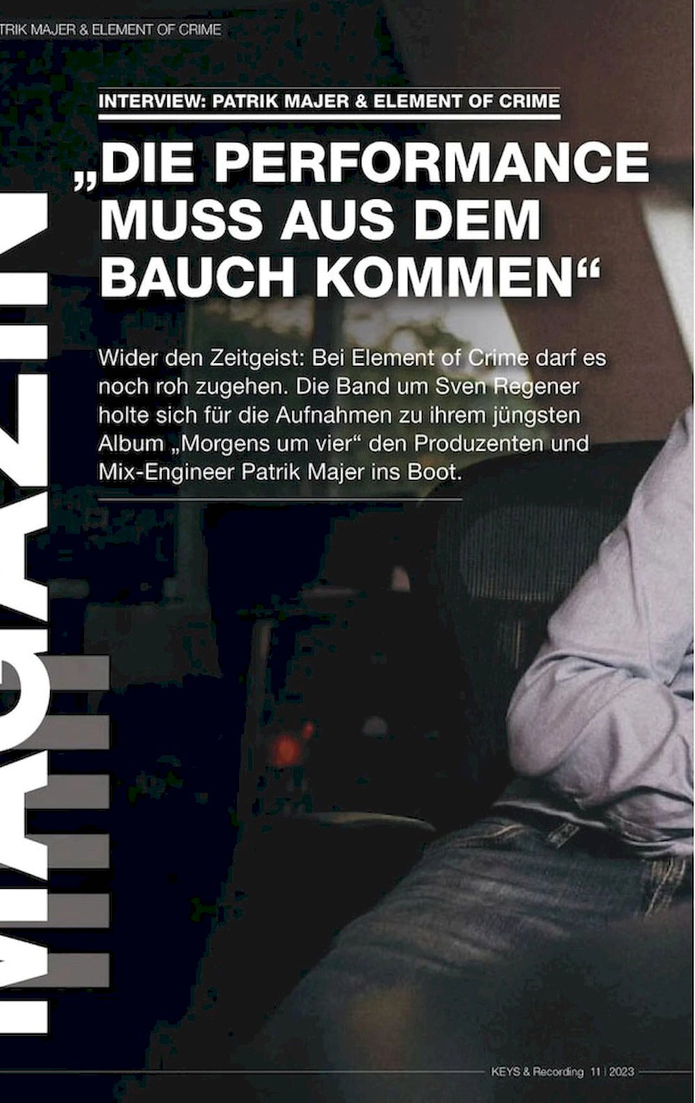 Keys & Recording Magazine Germany 2023-11 – Element Of Crime Sven Regener – Original Print Issue