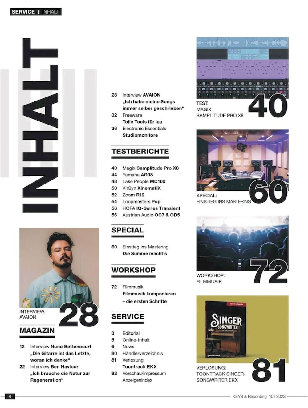 Keys & Recording Magazin Deutschland 2023-10 Avaion Ben Haviour Thomas Foster
