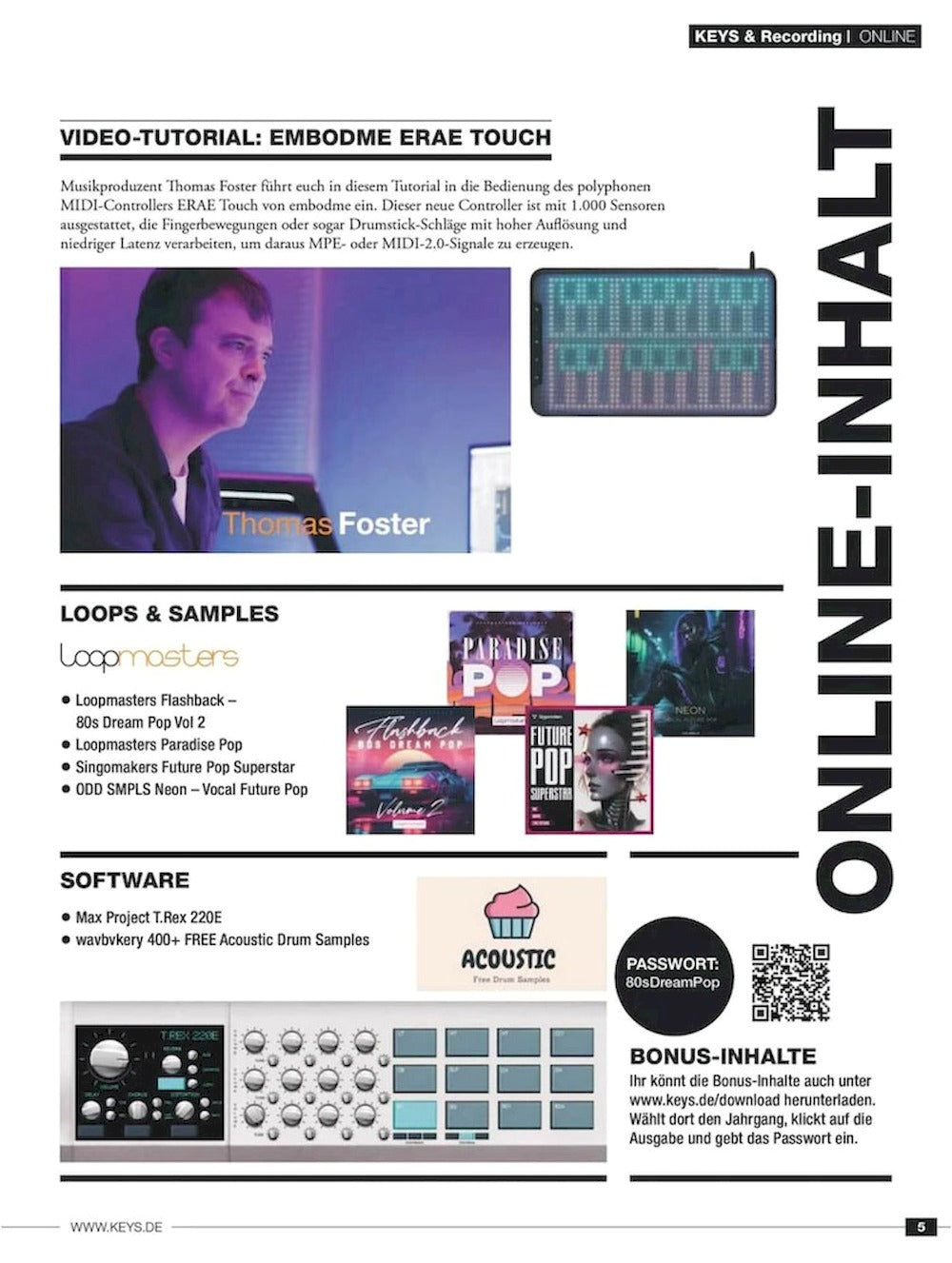 Keys & Recording Magazin Deutschland 2023-10 Avaion Ben Haviour Thomas Foster