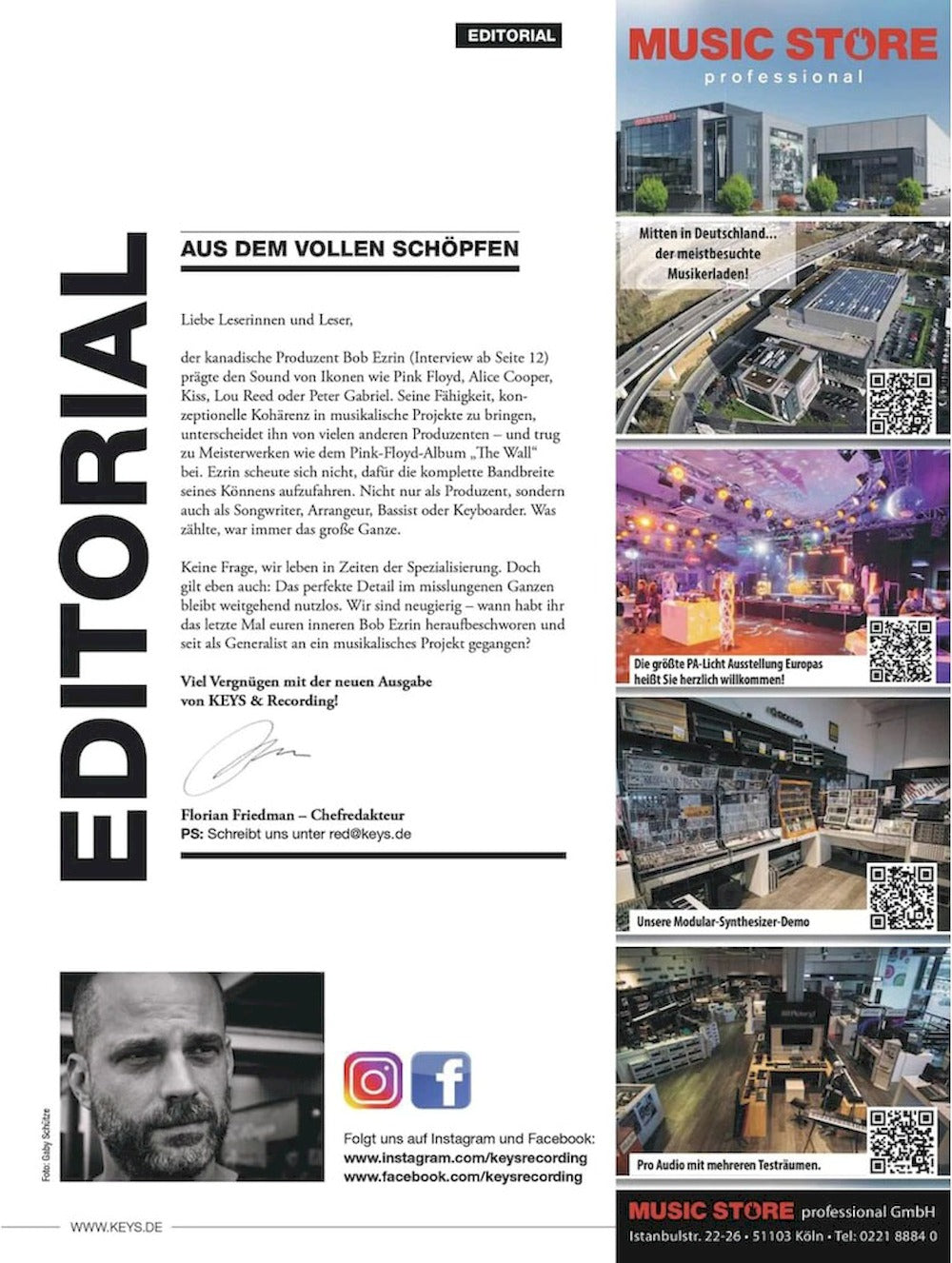 Keys & Recording Revista Alemania 2023-09 – Bob Ezrin – Edición original