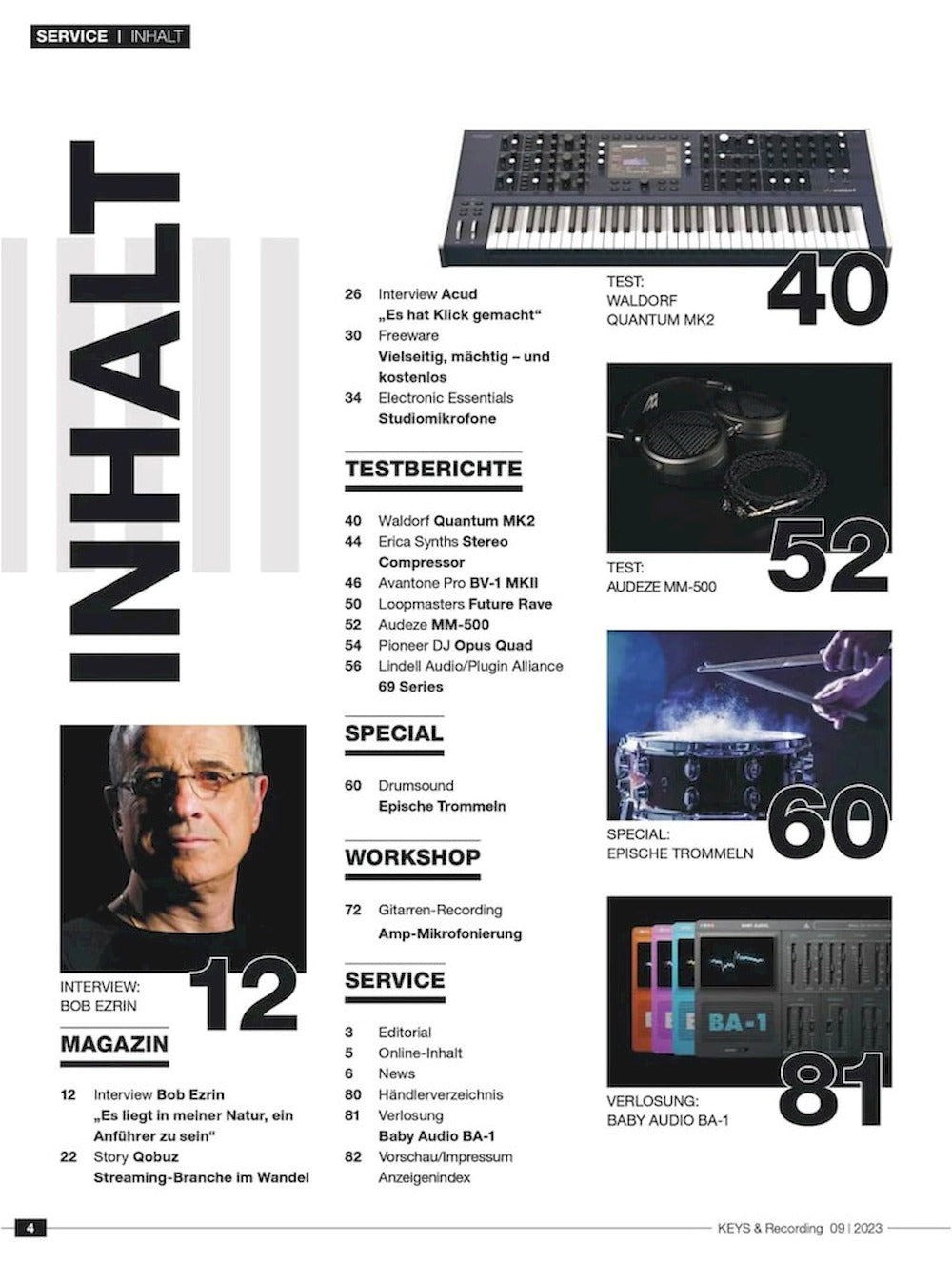 Keys & Recording Revista Alemania 2023-09 – Bob Ezrin – Edición original