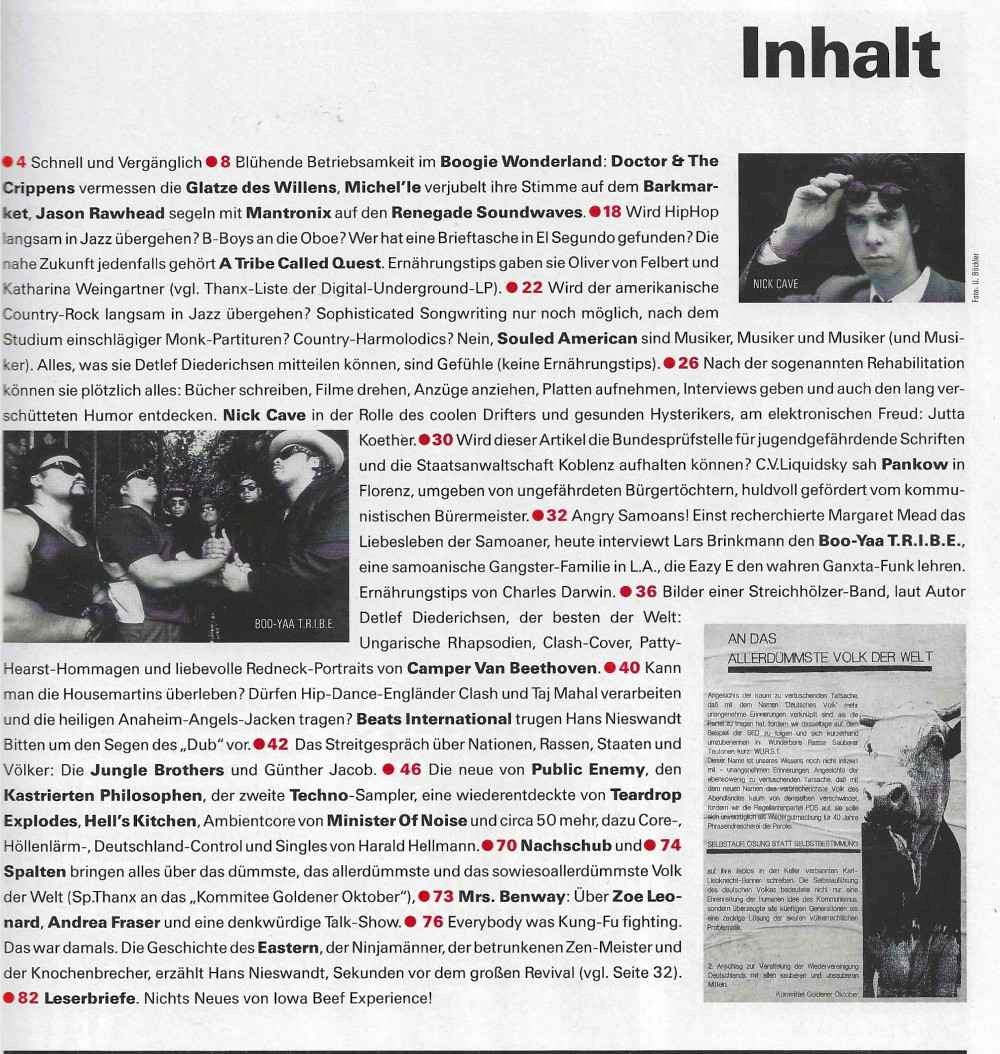 Spex Magazin Deutschland 1990-05 Nick Cave Jungle Brothers