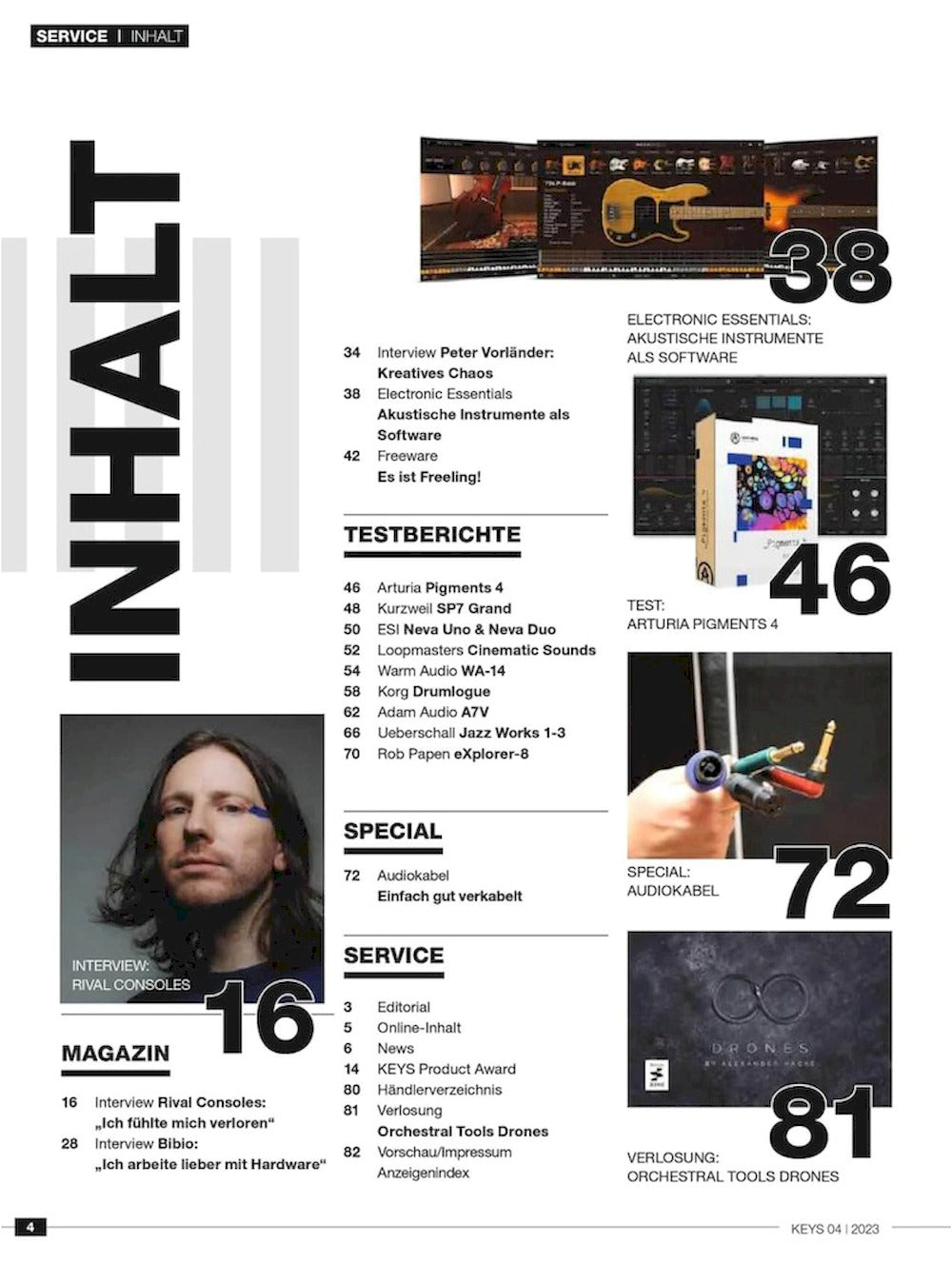 Keys Magazine Allemagne 2023-04 – Rival Consoles Bibio Peter Vorländer – Édition originale
