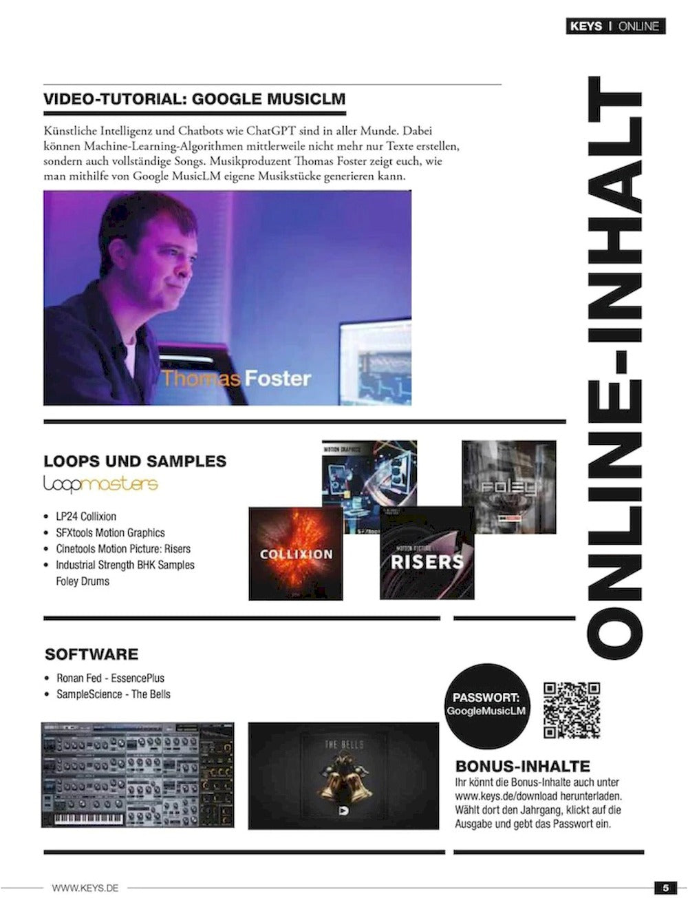 Keys Magazine Allemagne 2023-04 – Rival Consoles Bibio Peter Vorländer – Édition originale