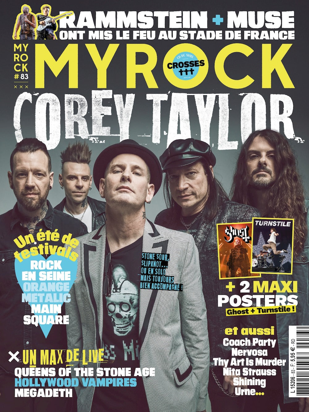 MyRock Lehti Ranska 2023 #83 Corey Taylor Ghost Turnstile Megadeth Nervosa Alkuperäinen painos