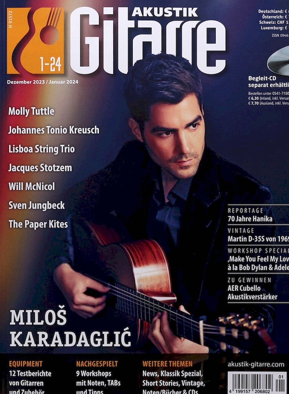 Akustik Gitarre Magazin Deutschland 2024-01 Milos Karadaglić Molly Tuttle Johannes Tonio Kreusch Jacques Stotzem Will McNicol