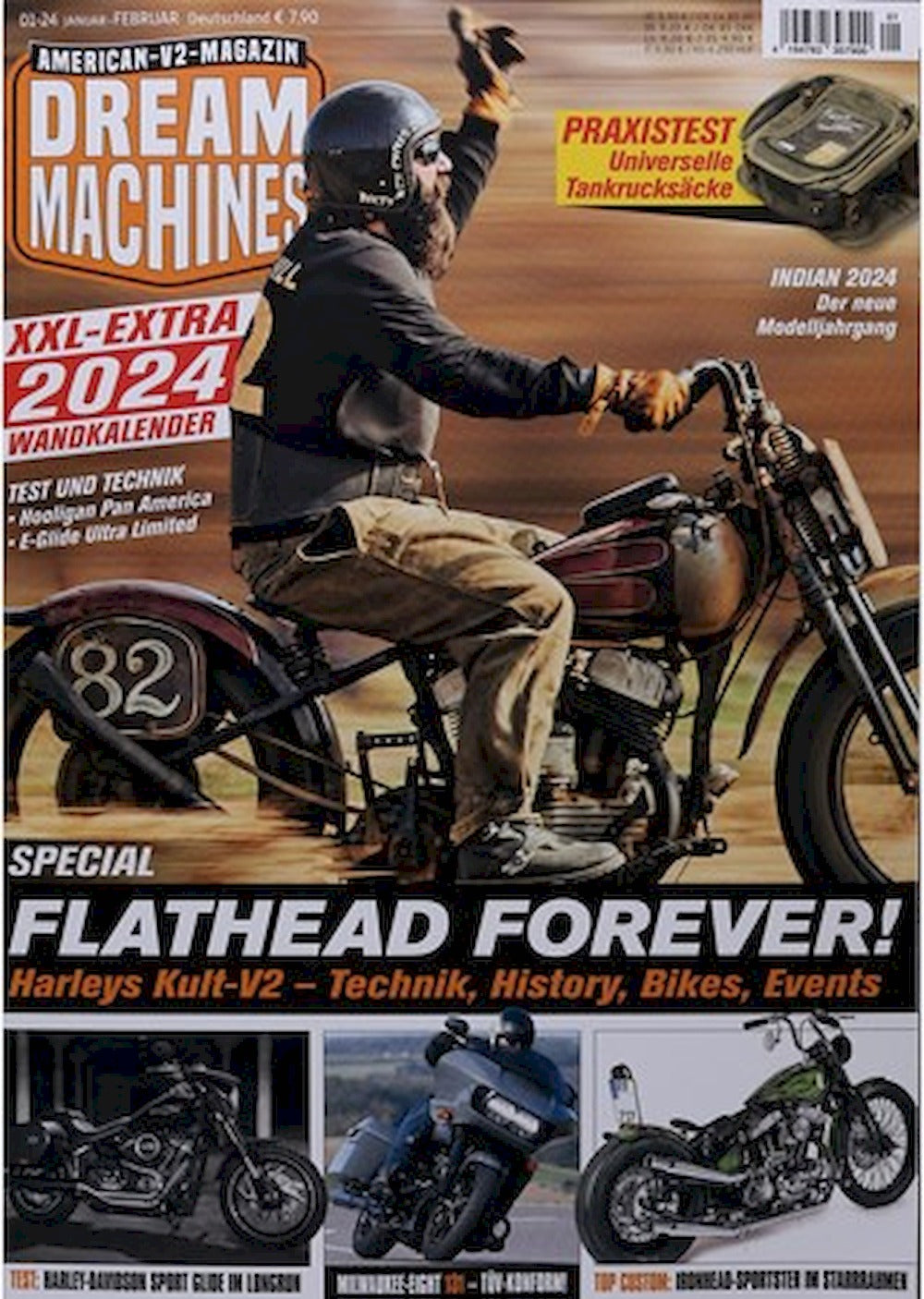 Dream Machines Magazine Allemagne 2024-01 Harley Davidson Flathead Édition originale