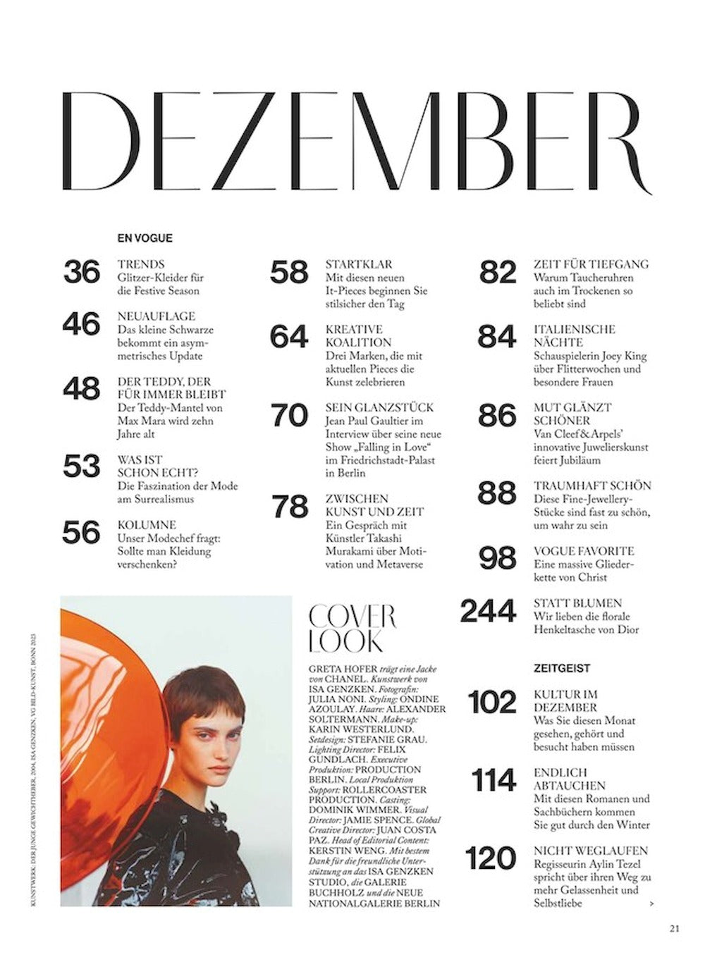 Vogue Magasin Tyskland 2023-12 Greta Hofer Isa Genzken Gigi Hadid