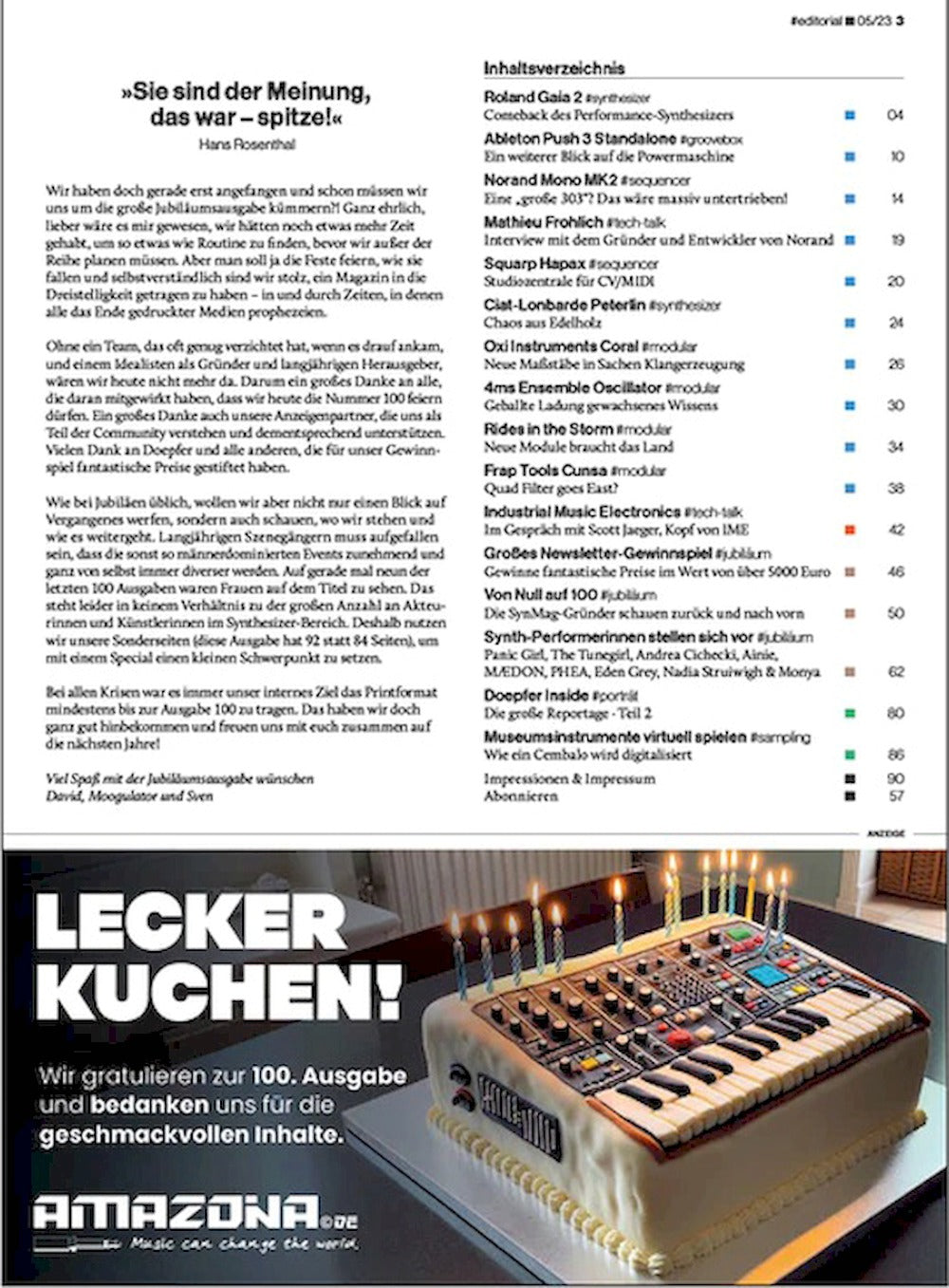 Synthesizer Revista Alemania 2023 #100 Andrea Cichecki Maedon Nadia Struiwigh