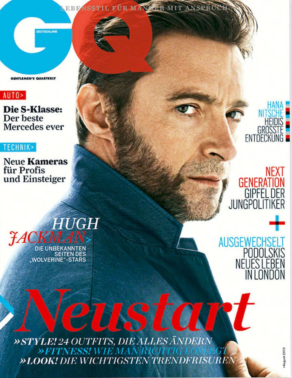 GQ Magasin Tyskland 2013-08 Hugh Jackman Lukas Podolski