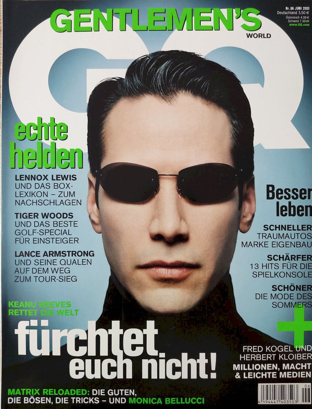GQ Magazin Deutschland 2003-06 Keanu Reeves Monica Bellucci Simon Emmet Gerd Müller