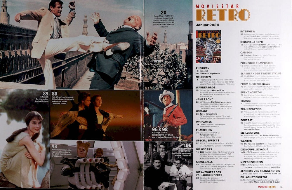 Moviestar Retro Magazin Deutschland 2024-01 Roger Moore Audrey Hepburn