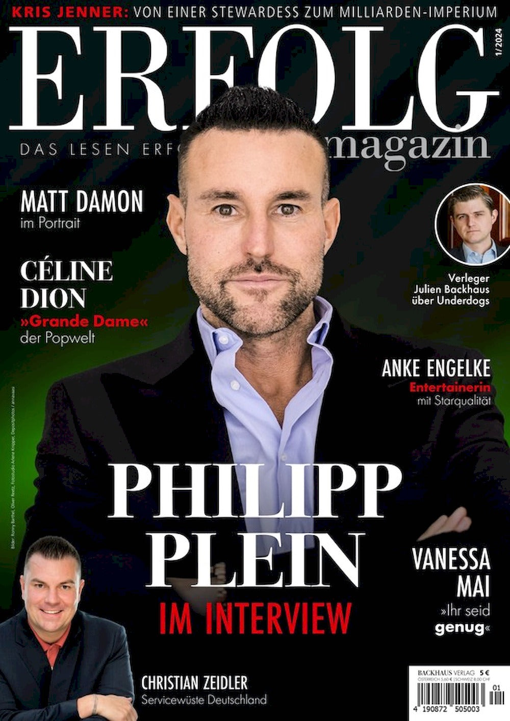 Erfolg Tijdschrift Duitsland 2024-01 – Philipp Plein Celine Dion – Originele uitgave