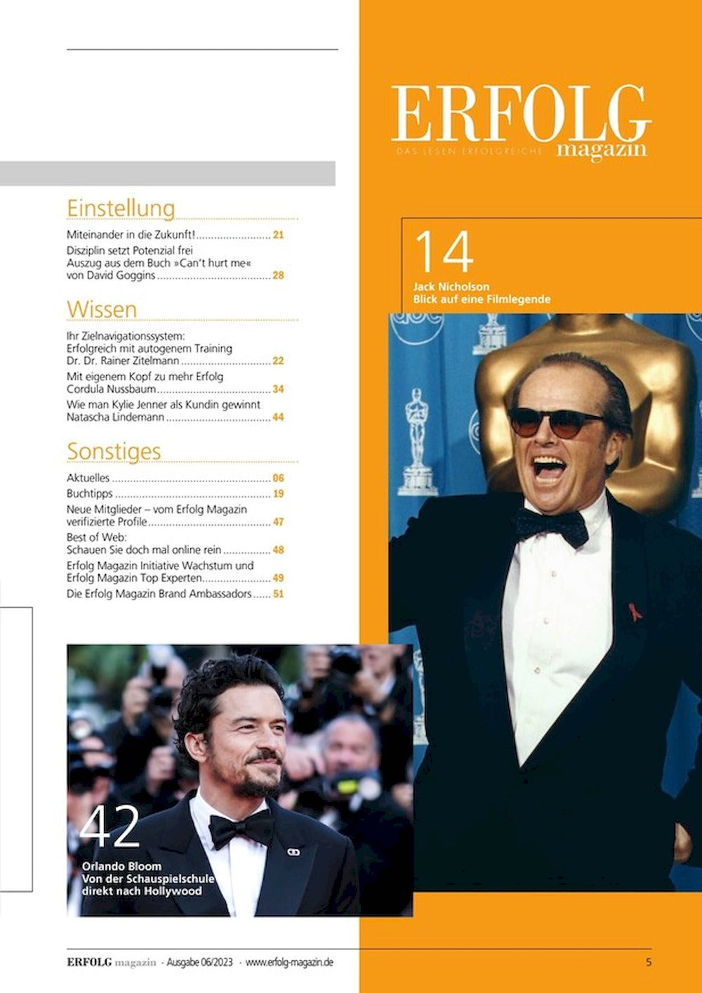 Erfolg Lehti Saksa 2023-06 Lafer Julia Roberts Jack Nicholson Orlando Bloom Alkuperäinen painos