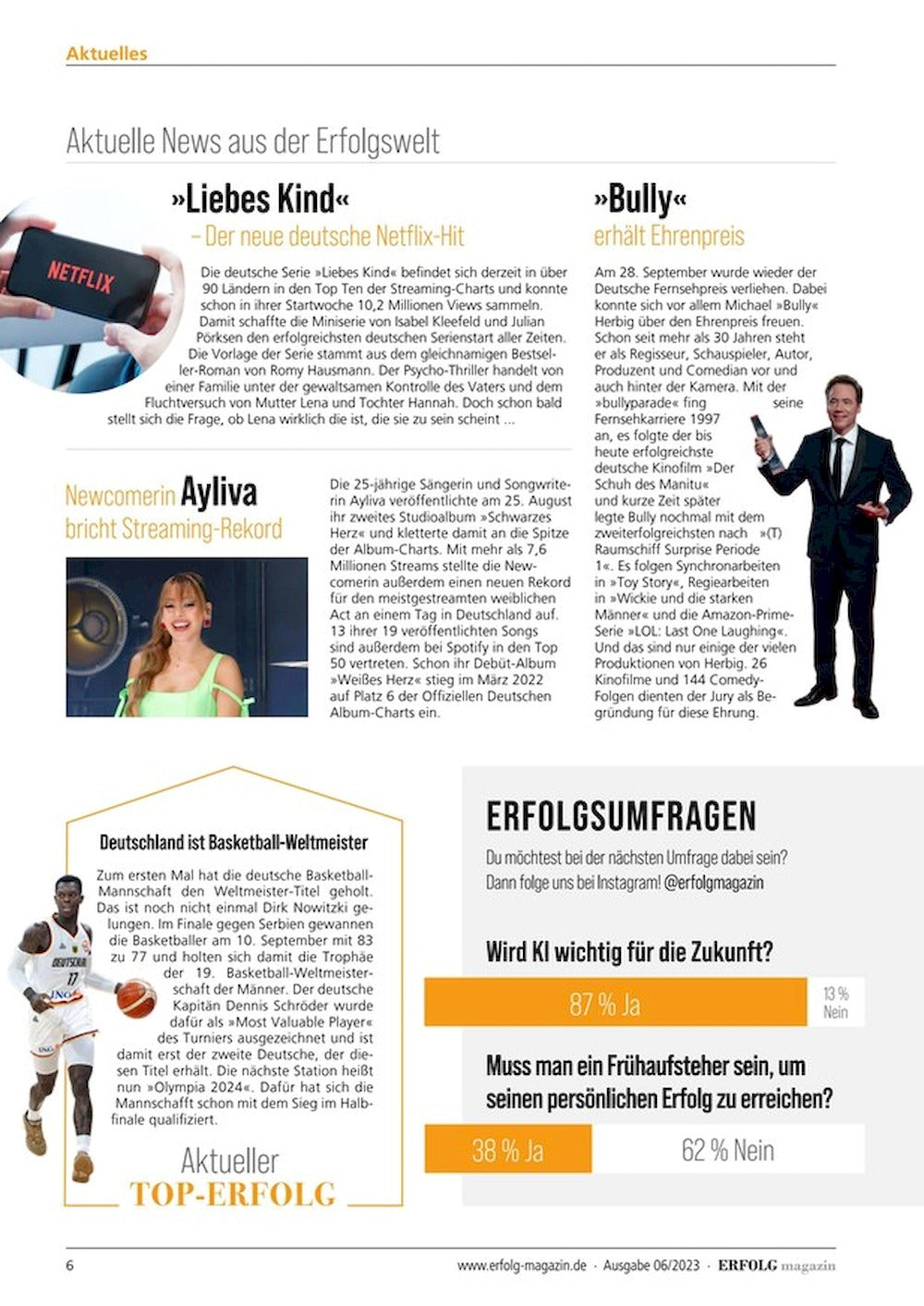 Erfolg Lehti Saksa 2023-06 Lafer Julia Roberts Jack Nicholson Orlando Bloom Alkuperäinen painos