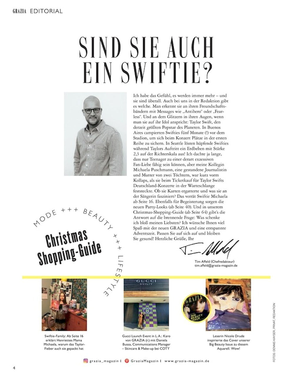 Grazia Magasin Tyskland 2023-26 Ruby O. Fee Taylor Swift Ildikó von Kürthy Anna Schürrle