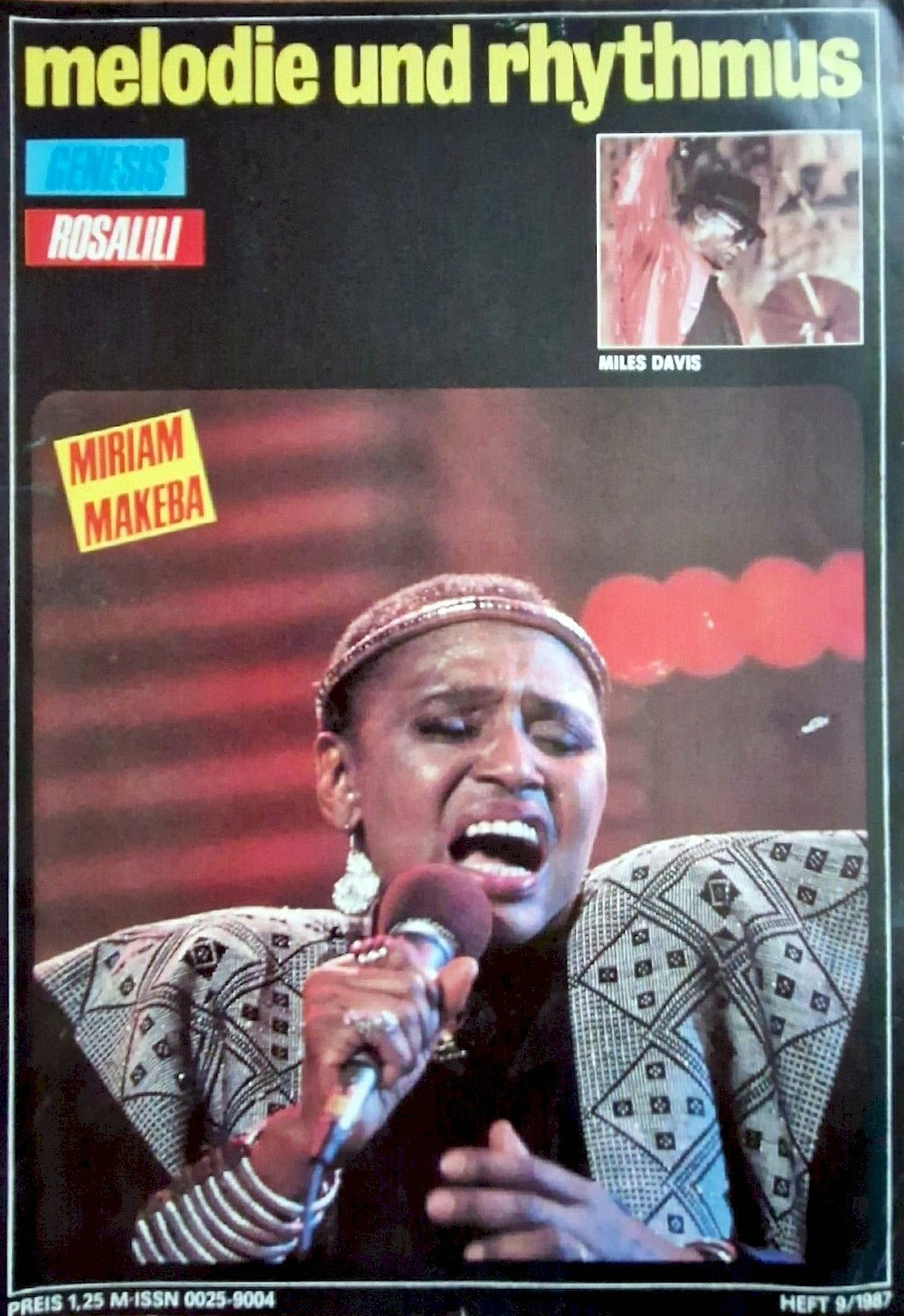 Melodie + Rhythmus Magazin Deutschland 1987-09 Miriam Makeba Miles Davis Genesis