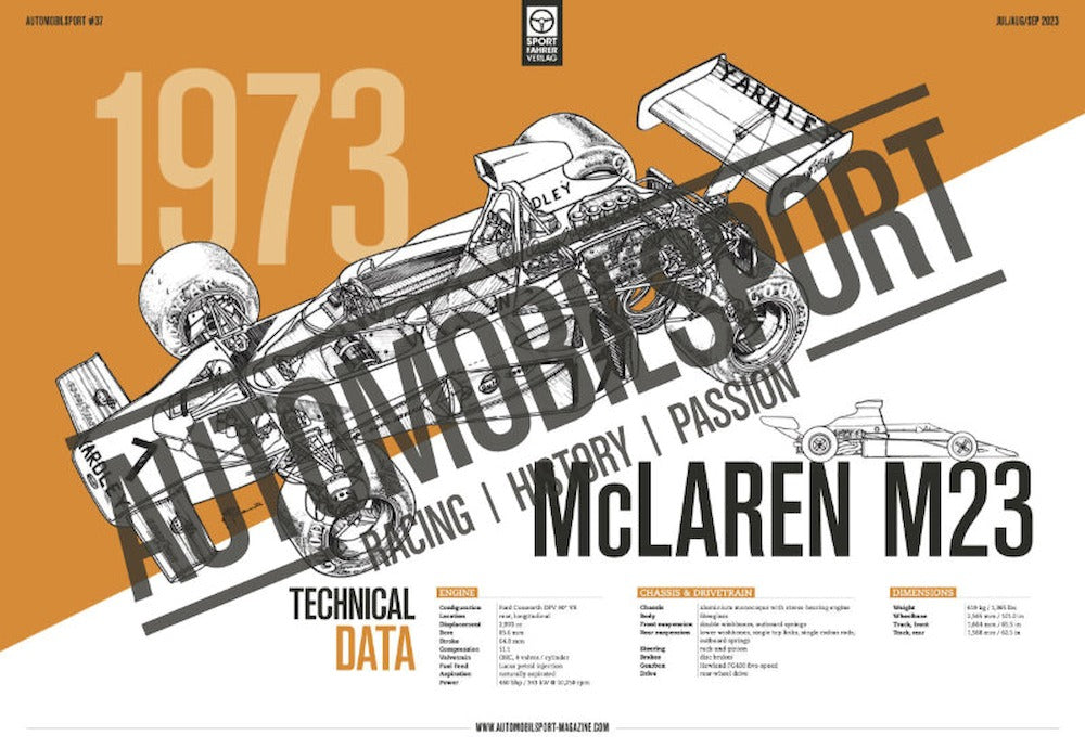 Automobilsport Magazine Allemagne 2023 #37 McLaren M23 Fittipaldi Yardley-Macs
