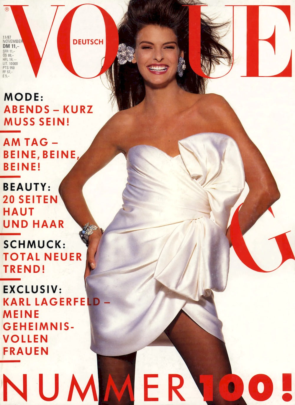 Vogue Magasin Tyskland 1987-11 – Linda Evangelista – Originalutgåva