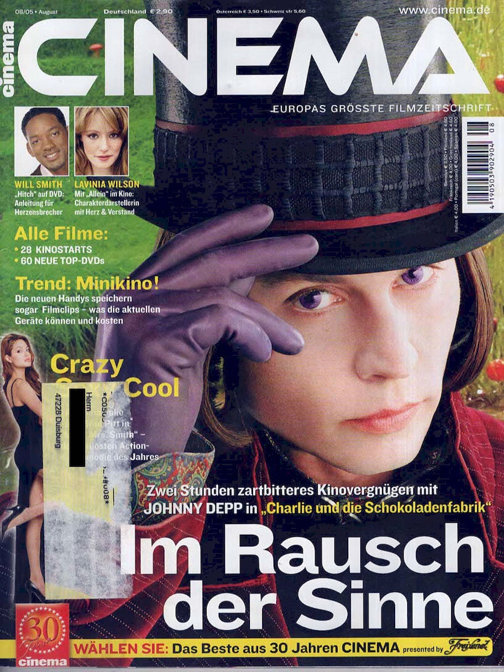 Cinema Magazine Germany 2005-08 Johnny Depp Angelina Jolie ACCEPTABLE