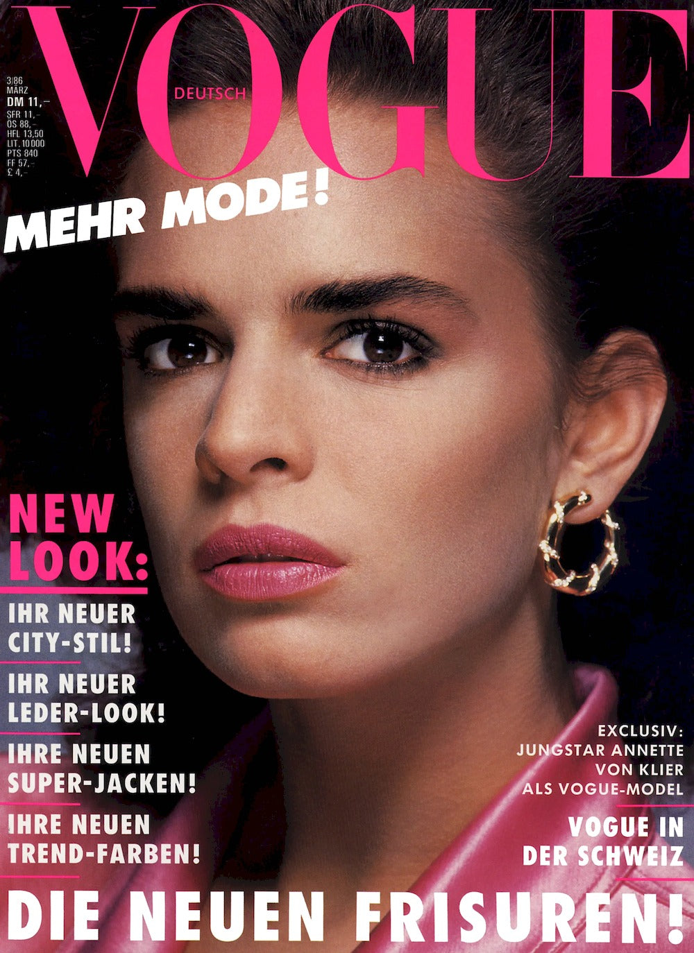 Vogue Magazine Germany 1986-03 – Annette Von Klier – Original Print Issue
