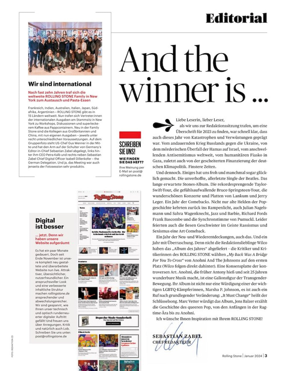 Rolling Stone Magasin Tyskland 2024-01 #351 Taylor Swift Beatles Joan Baez Britney Spears