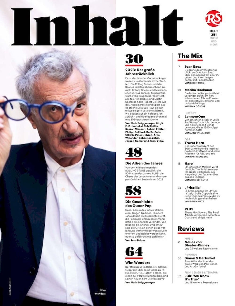 Rolling Stone Magasin Tyskland 2024-01 #351 Taylor Swift Beatles Joan Baez Britney Spears