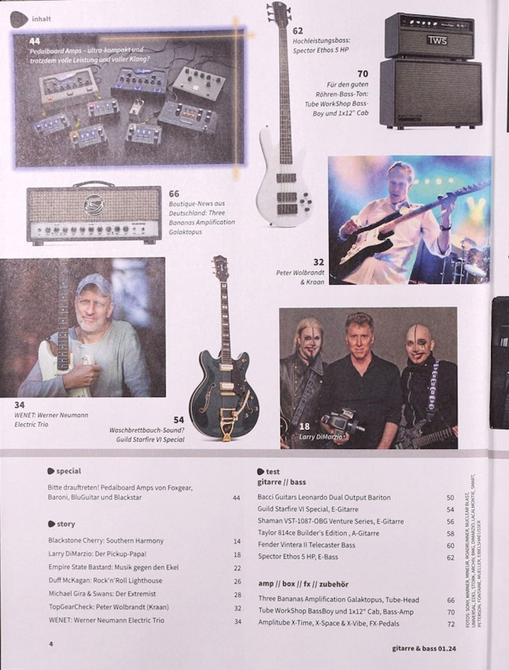 Gitarre & Bass Magazine Germany 2024-01 – Larry DiMarzio Blackstone Cherry Duff McKagan – Original Print Issue