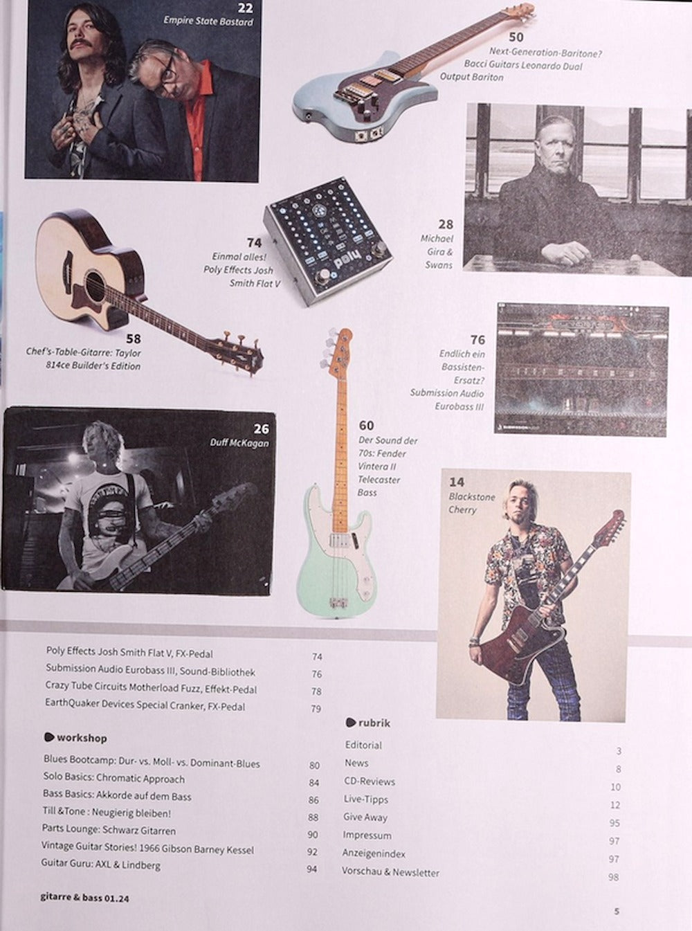 Gitarre & Bass Magazine Germany 2024-01 – Larry DiMarzio Blackstone Cherry Duff McKagan – Original Print Issue