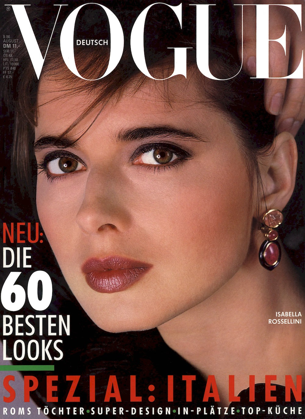 Vogue Magasin Tyskland 1986-08 Isabella Rossellini Originaludgave