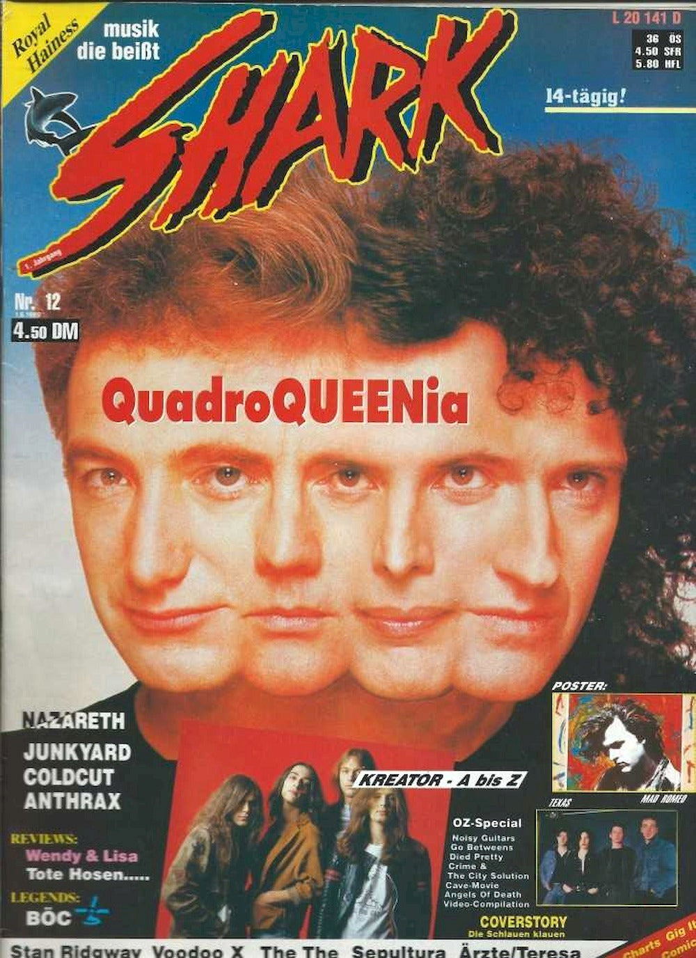 Shark Magazine Germany 1989 #12 Queen Romeo Texas Nazareth Elvis Costello Original Print Issue