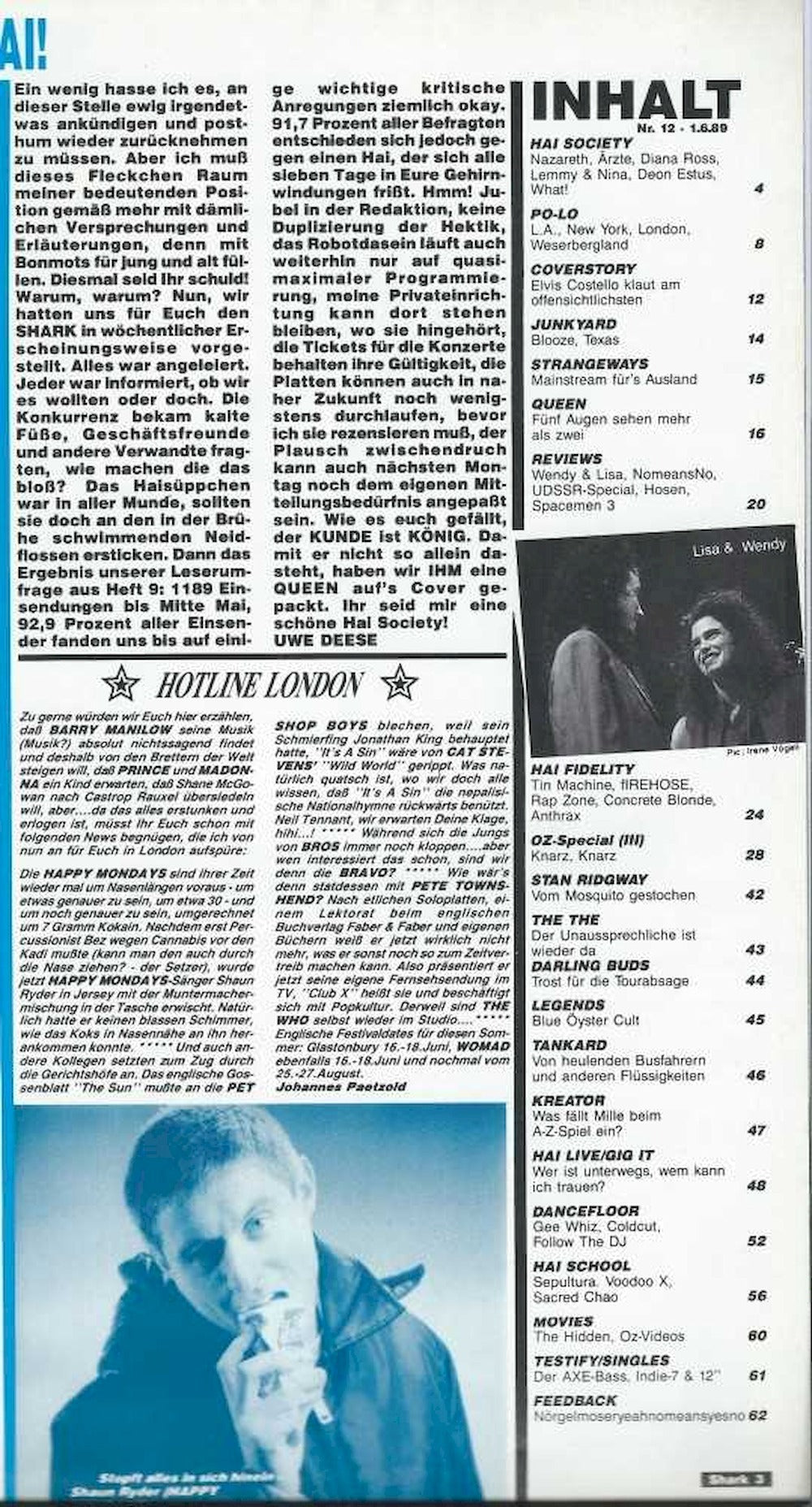 Shark Magazin Deutschland 1989 #12 Queen Romeo Texas Nazareth Elvis Costello