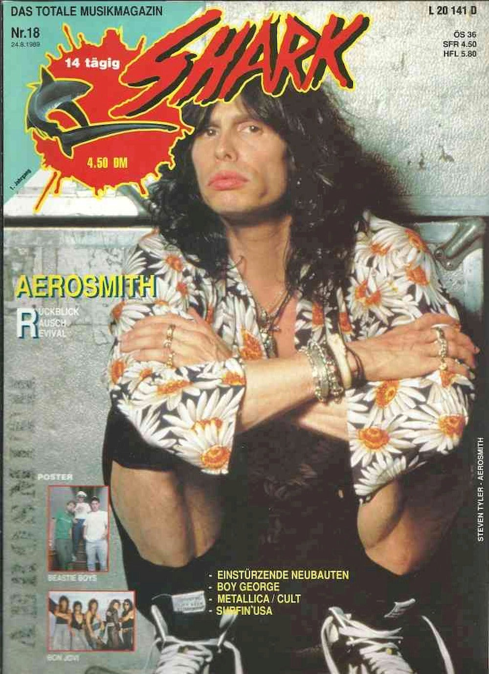 Shark Revista Alemania 1989 #19 Steven Tyler Beastie Boys Bon Jovi Pet Shop Boys Edición original
