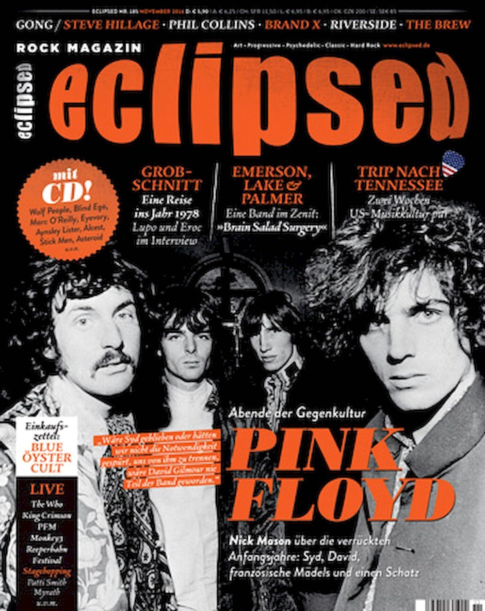 Eclipsed Magazine Allemagne 2016 #185 David Bowie Pain Of Salvation Jefferson Airplane Édition originale