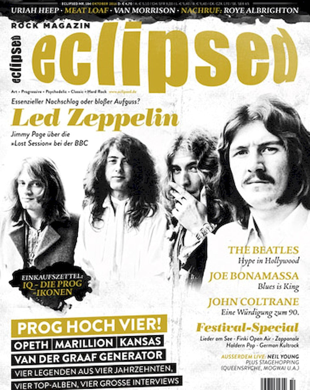 Eclipsed Magazin Deutschland 2016 #184 Led Zeppelin The Beatles John Coltrane Joe Bonamassa