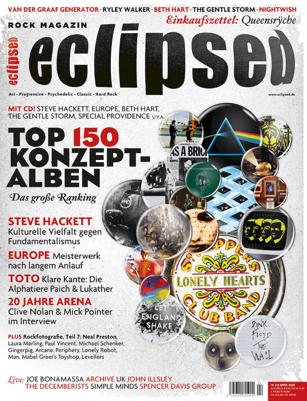 Eclipsed Magazine Allemagne 2015 #169 Steve Hackett Toto Van Der Graaf Generator Édition originale