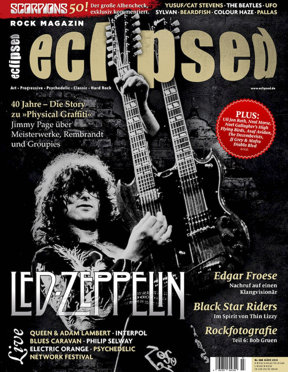 Eclipsed Magazin Deutschland 2015 #168 Led Zeppelin Pallas UFO Cat Stevens
