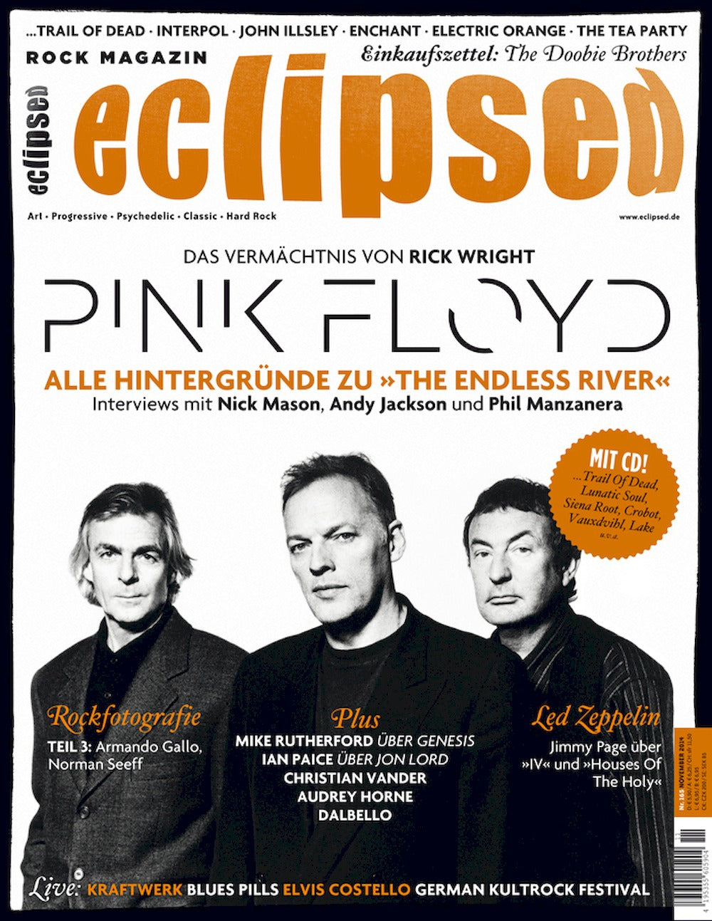 Eclipsed Tijdschrift Duitsland 2014 #165 Pink Floyd Led Zeppelin Electric Orange Mike Rutherford Originele uitgave